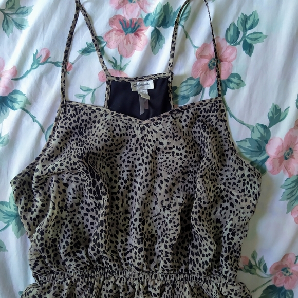 Leopard Animal Print Chiffon Peplum Summer Dress - Picture 3 of 9